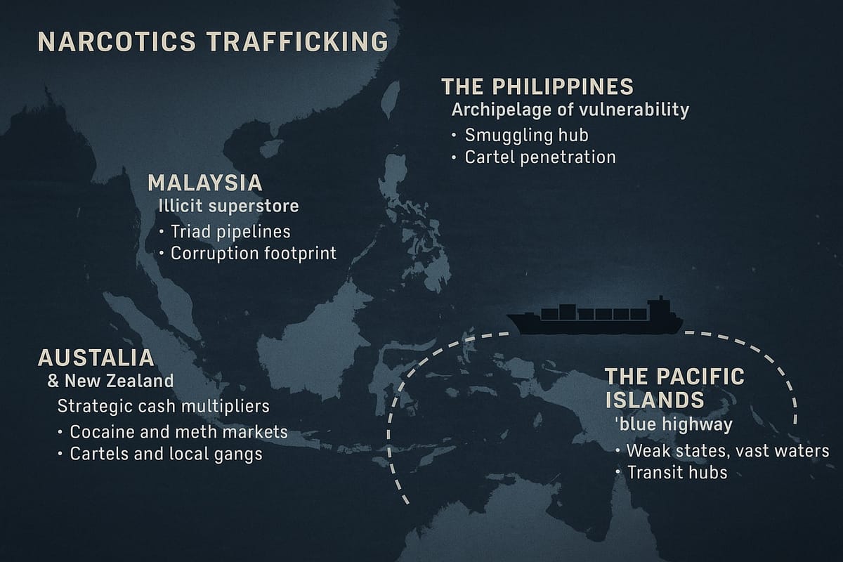 The Cartel Era – Part V: The Pacific Front – Narco-Terrorism in Asia-Pacific & Oceania (2025–2030)
